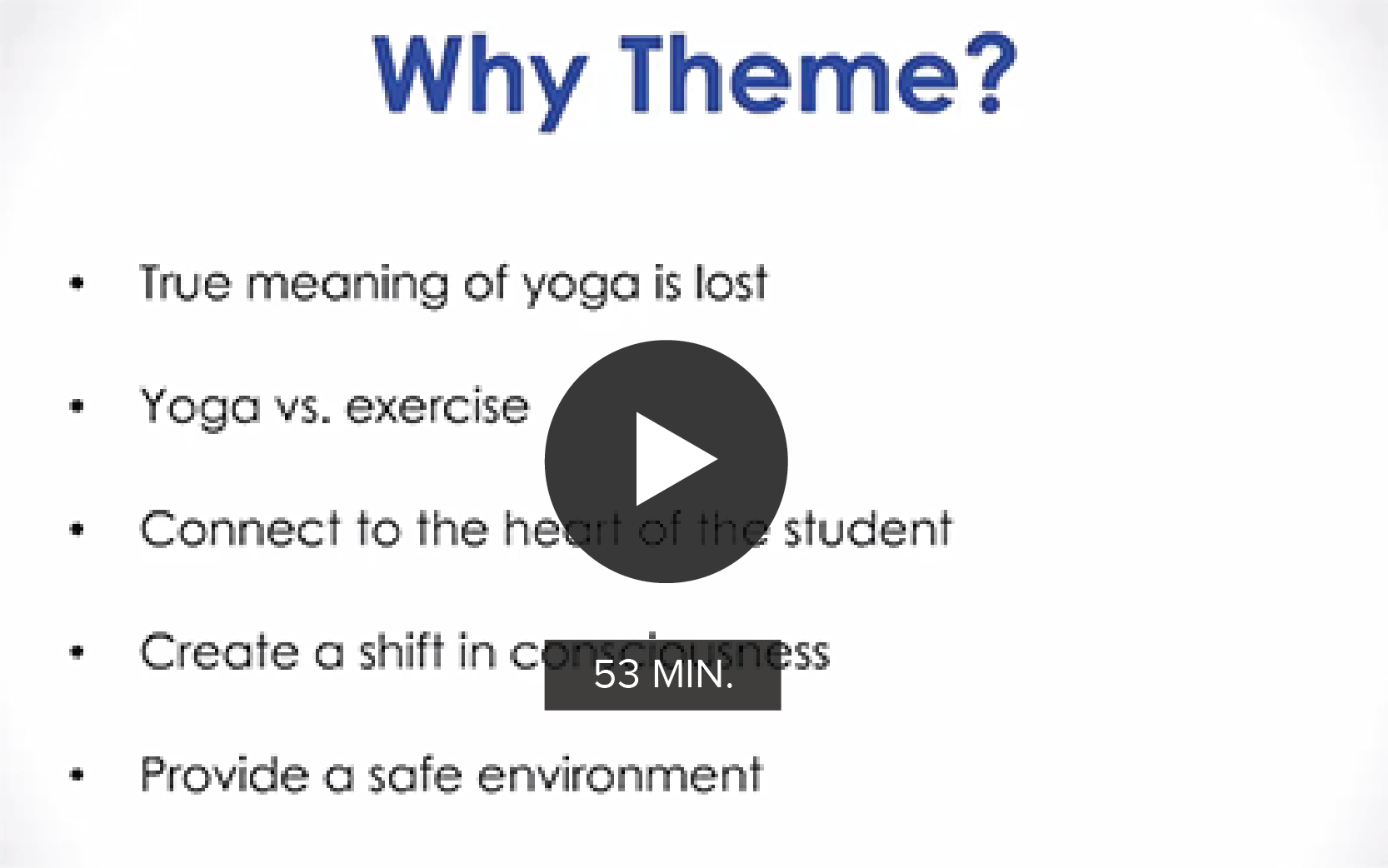 Click to watch 'Creating Themes for Yoga Classes'